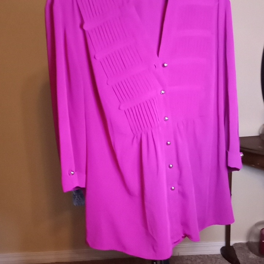 Vibrant Fuchsia Button-Up Blouse